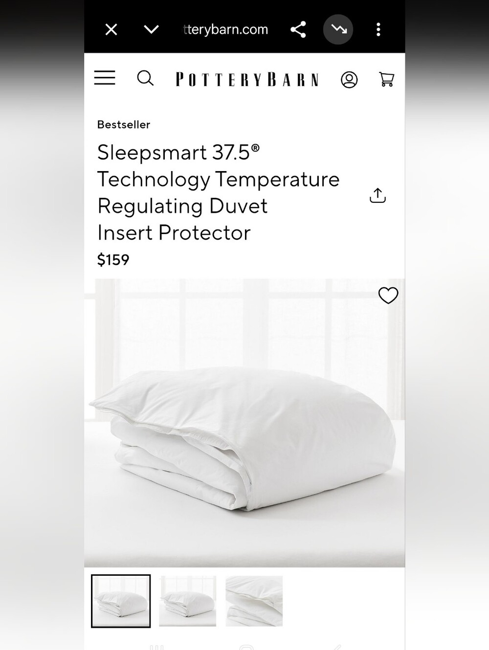 Pottery Barn Sleepsmart Duvet Protector - King/Cali King